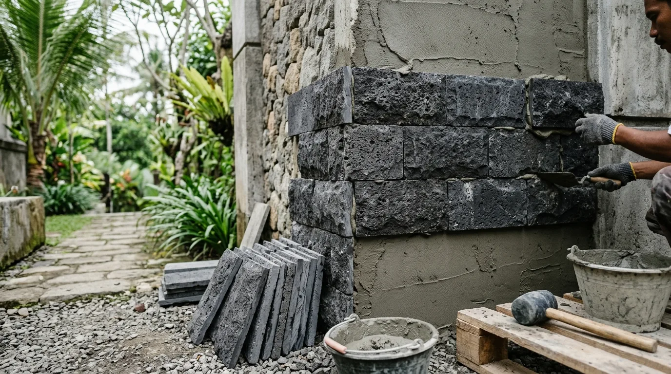 Bali black lava stone project detail
