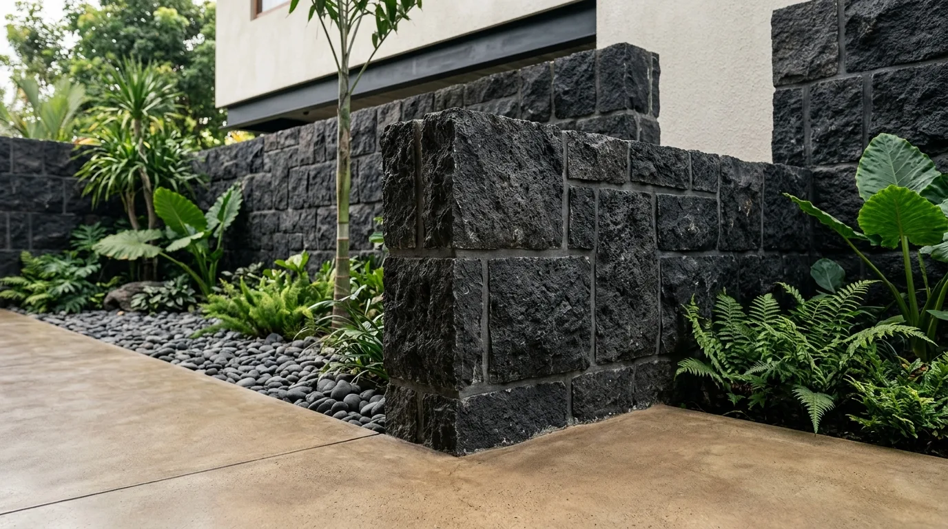 Black lava stone design benefits stone texture
