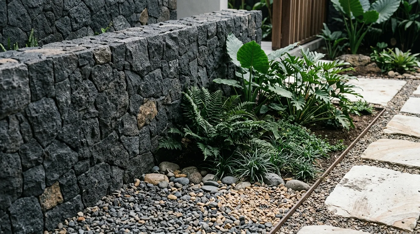 Black lava stone garden applications project detail