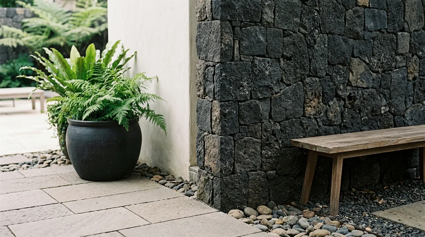 Black lava stone garden applications stone texture
