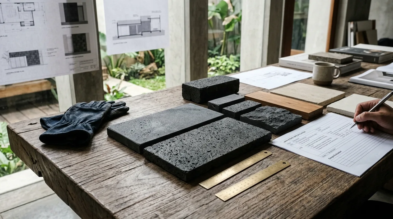 Black lava stone guide material sample
