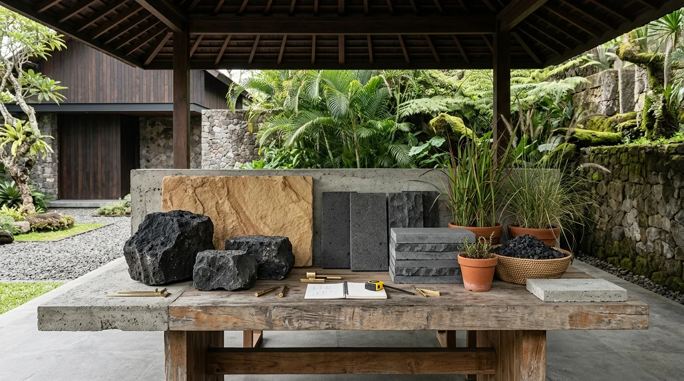 Black lava stone landscaping material sample