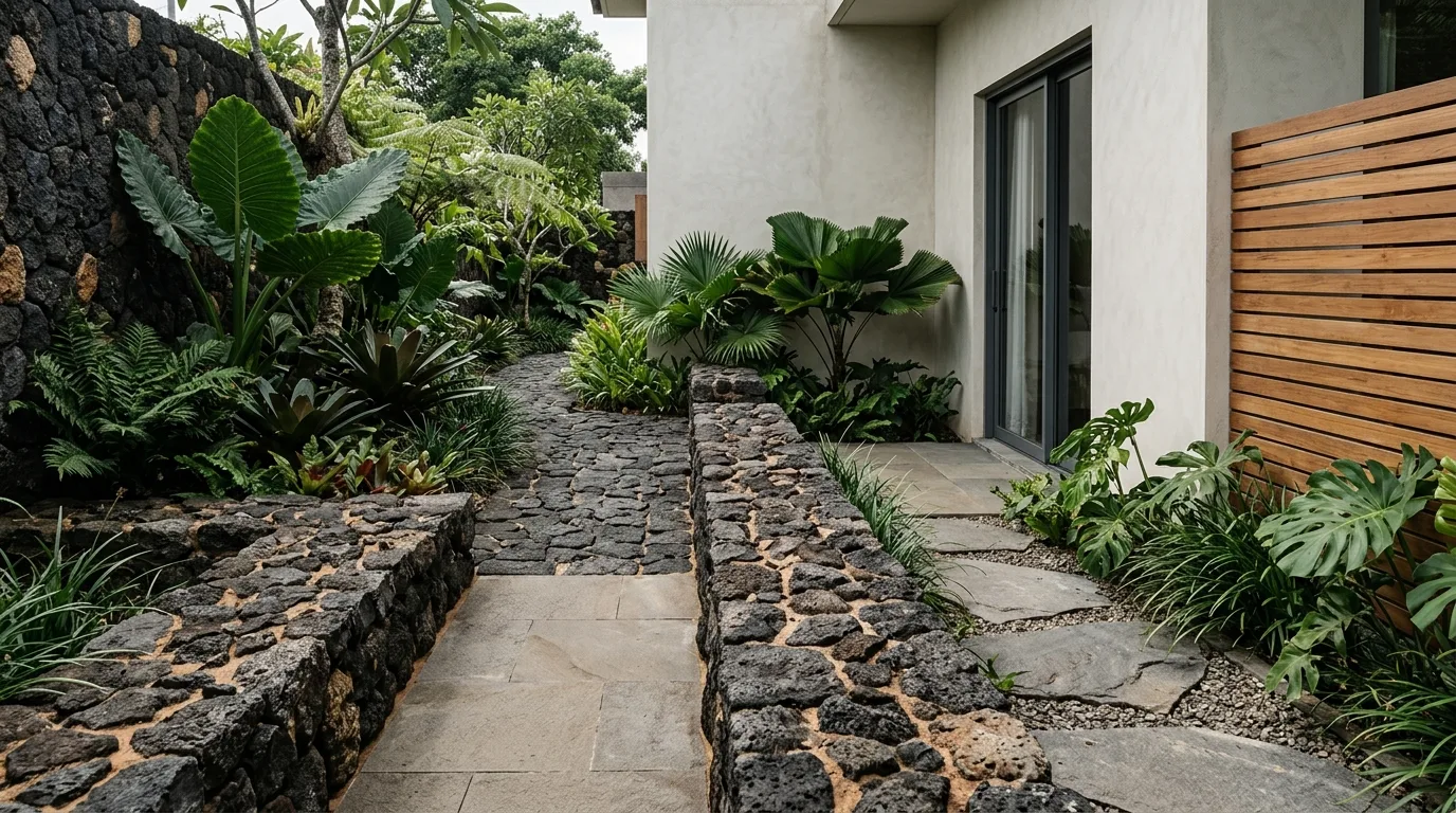 Black lava stone landscaping stone texture