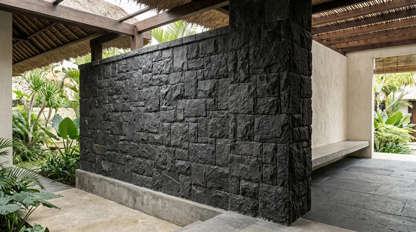 Black lava stone properties application detail