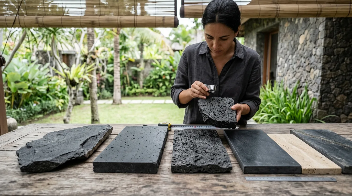 Black lava stone properties material sample