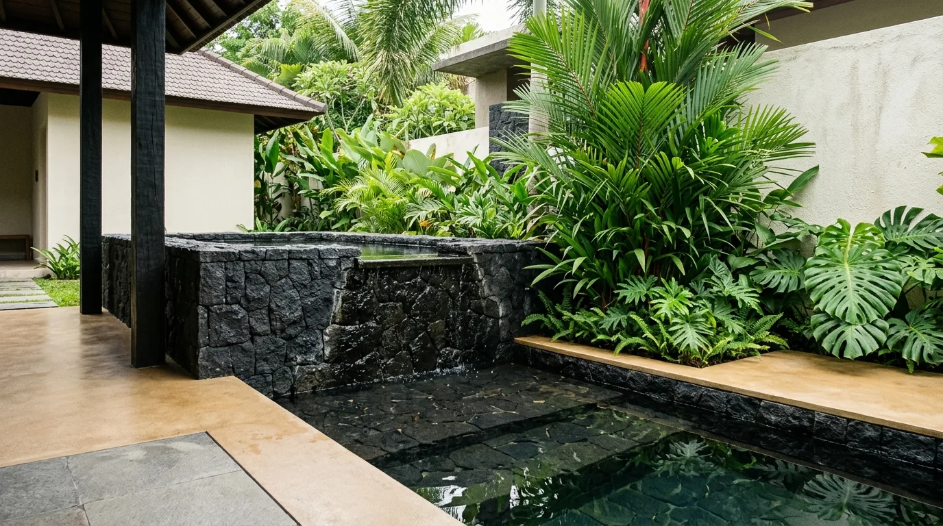 Black lava stone properties tropical context