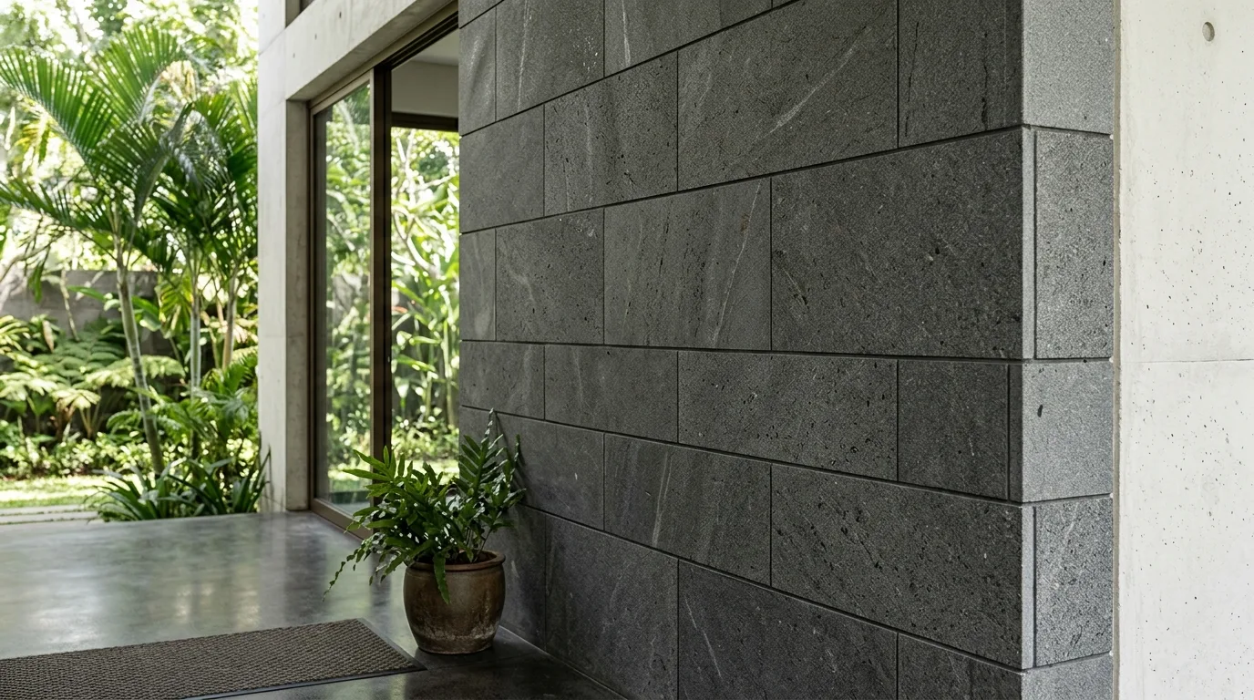 Indonesian andesite contemporary architecture material detail