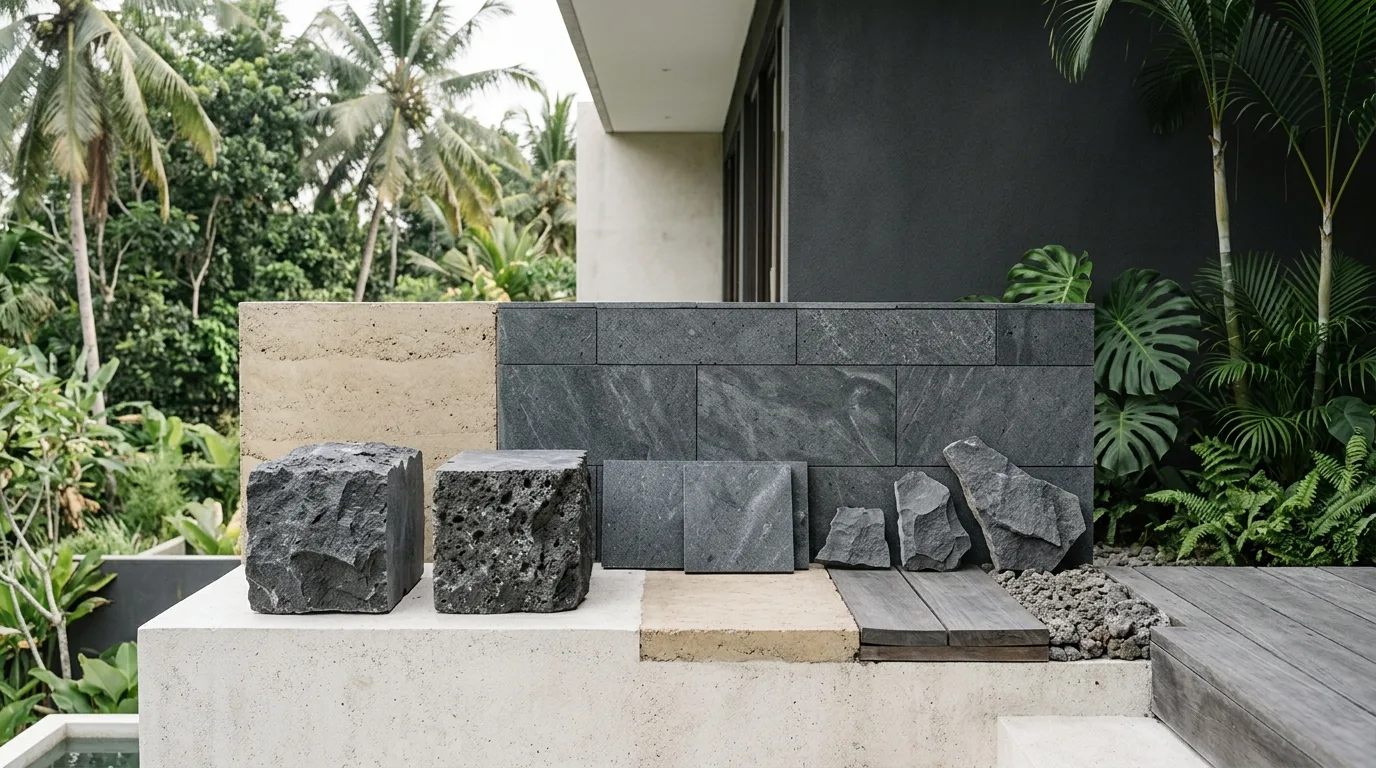 Indonesian andesite contemporary architecture sample selection