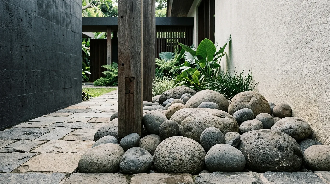 Large pebble landscape features stone texture