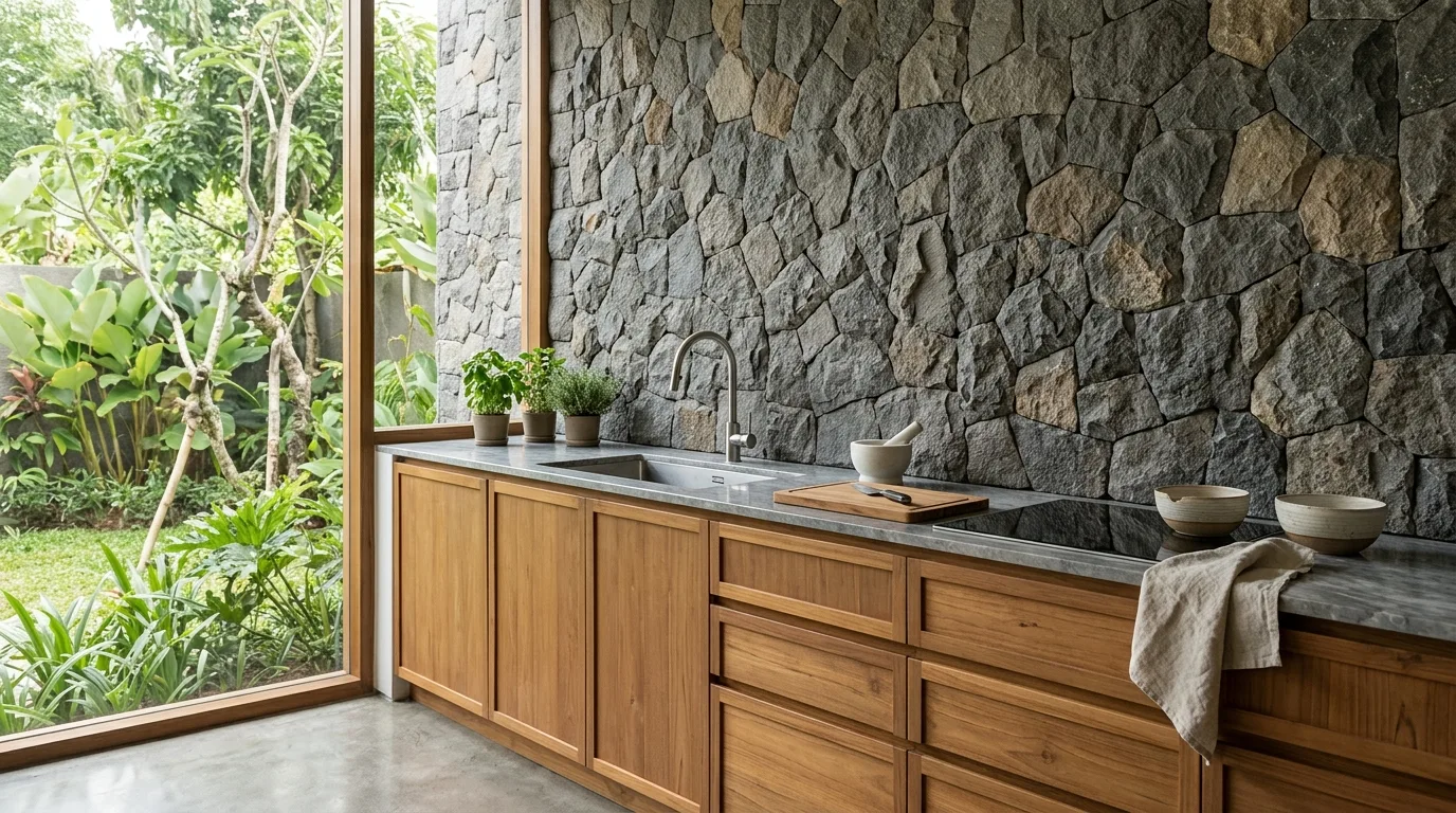 Natural stone backsplash design application