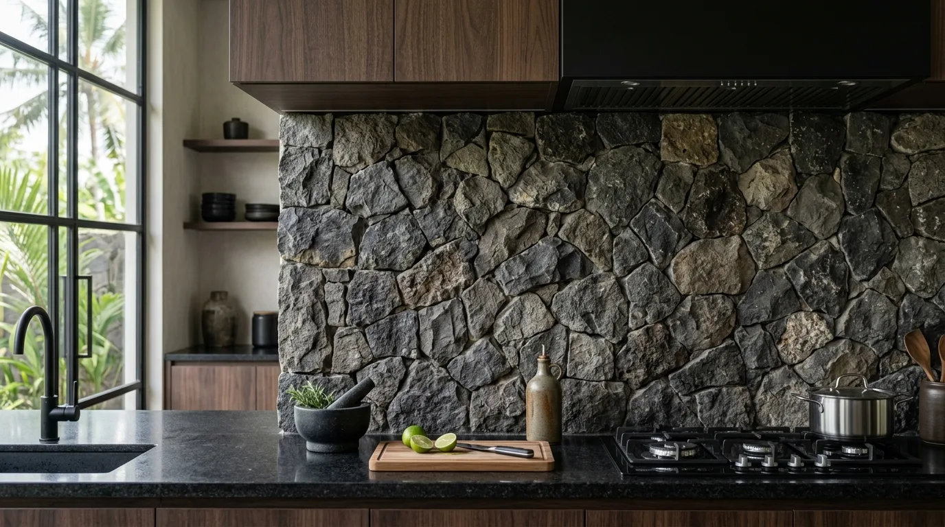 Natural stone backsplash ideas detail