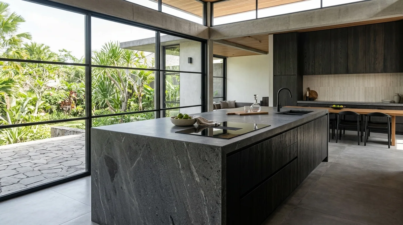 Natural stone countertop cost factors application