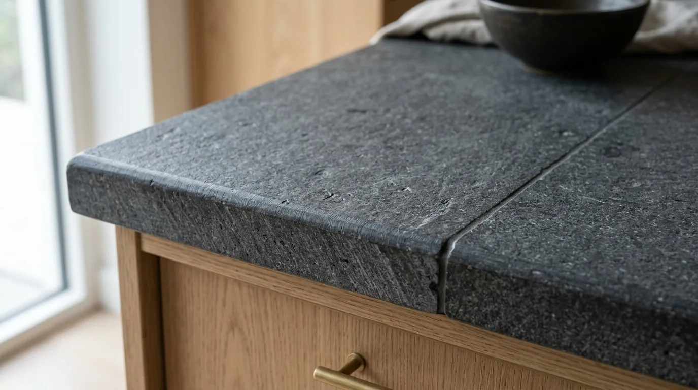 Natural stone countertop cost factors closeup