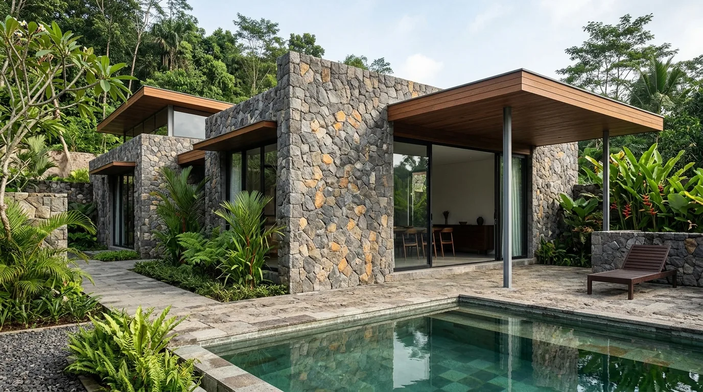 Natural stone exterior walls application