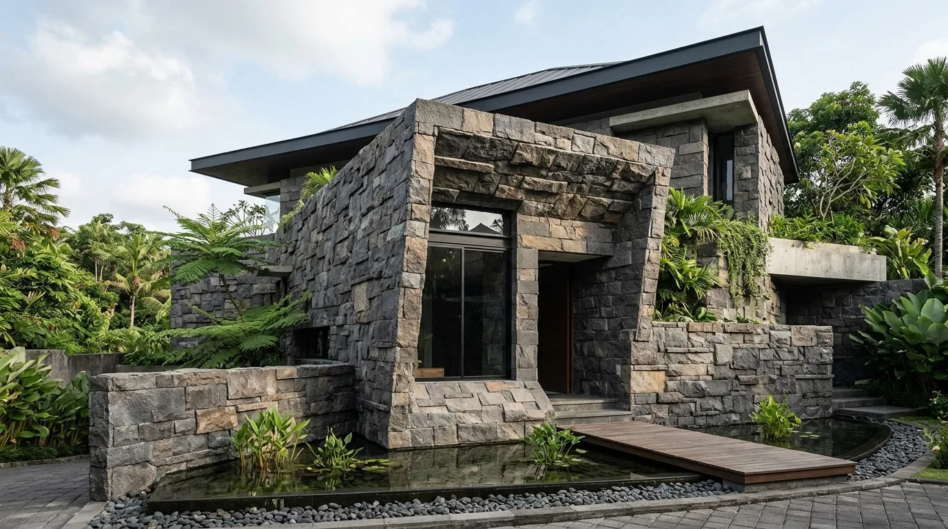 Natural stone exterior walls design