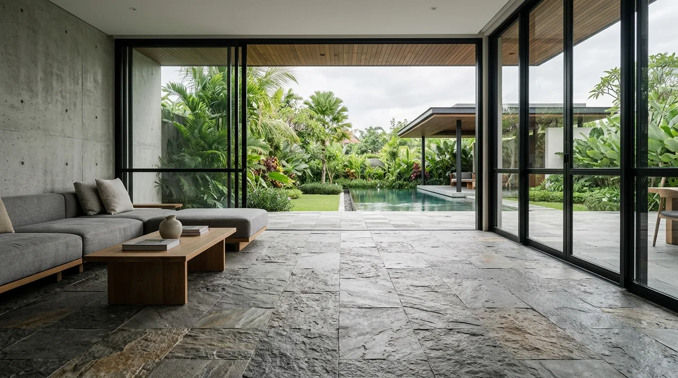 Natural stone floor finishes application