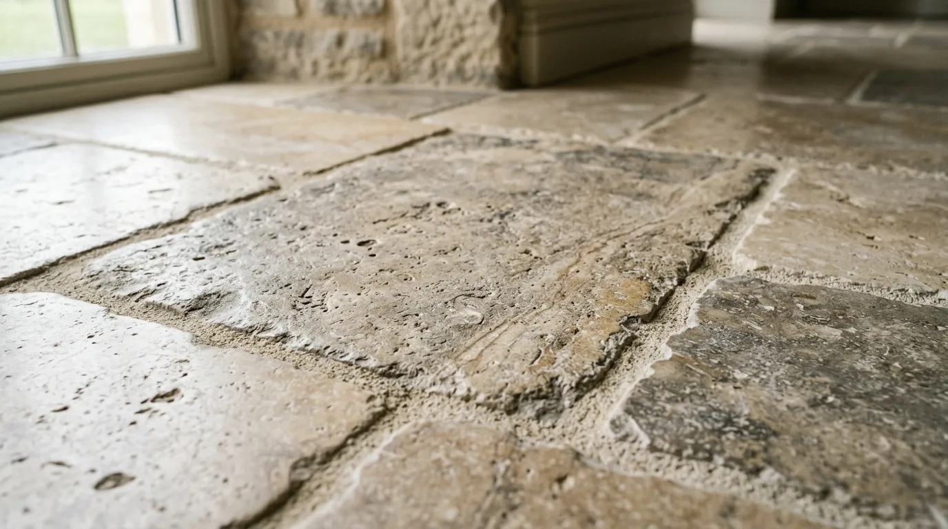 Natural stone floor finishes detail