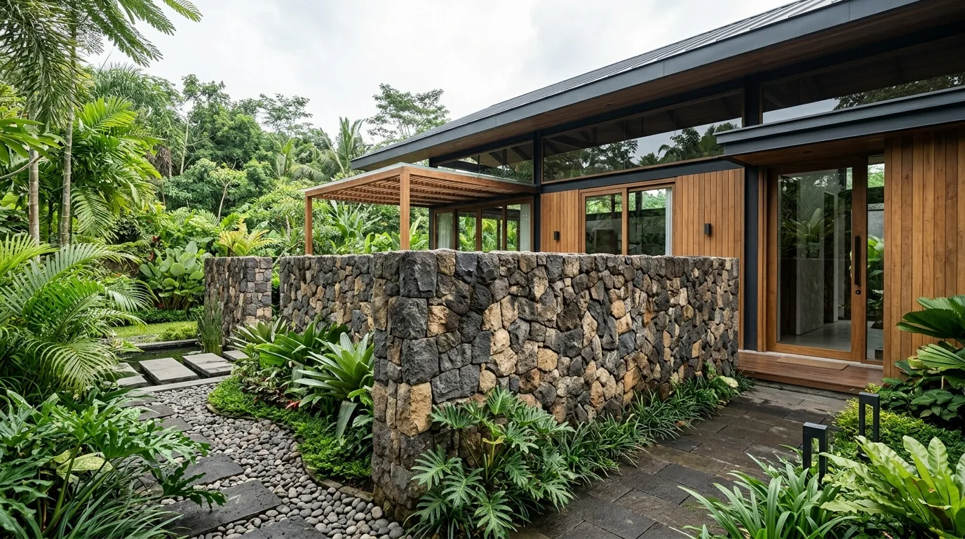 Natural stone garden walls application