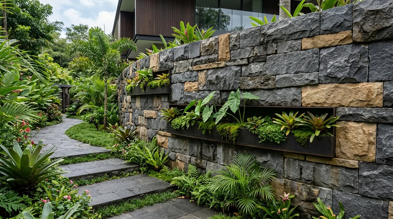 Natural stone garden walls design