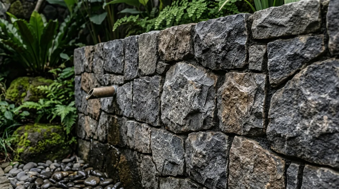 Natural stone garden walls detail