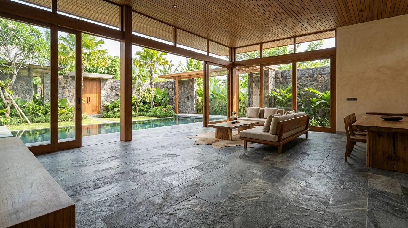 Natural stone interior flooring application