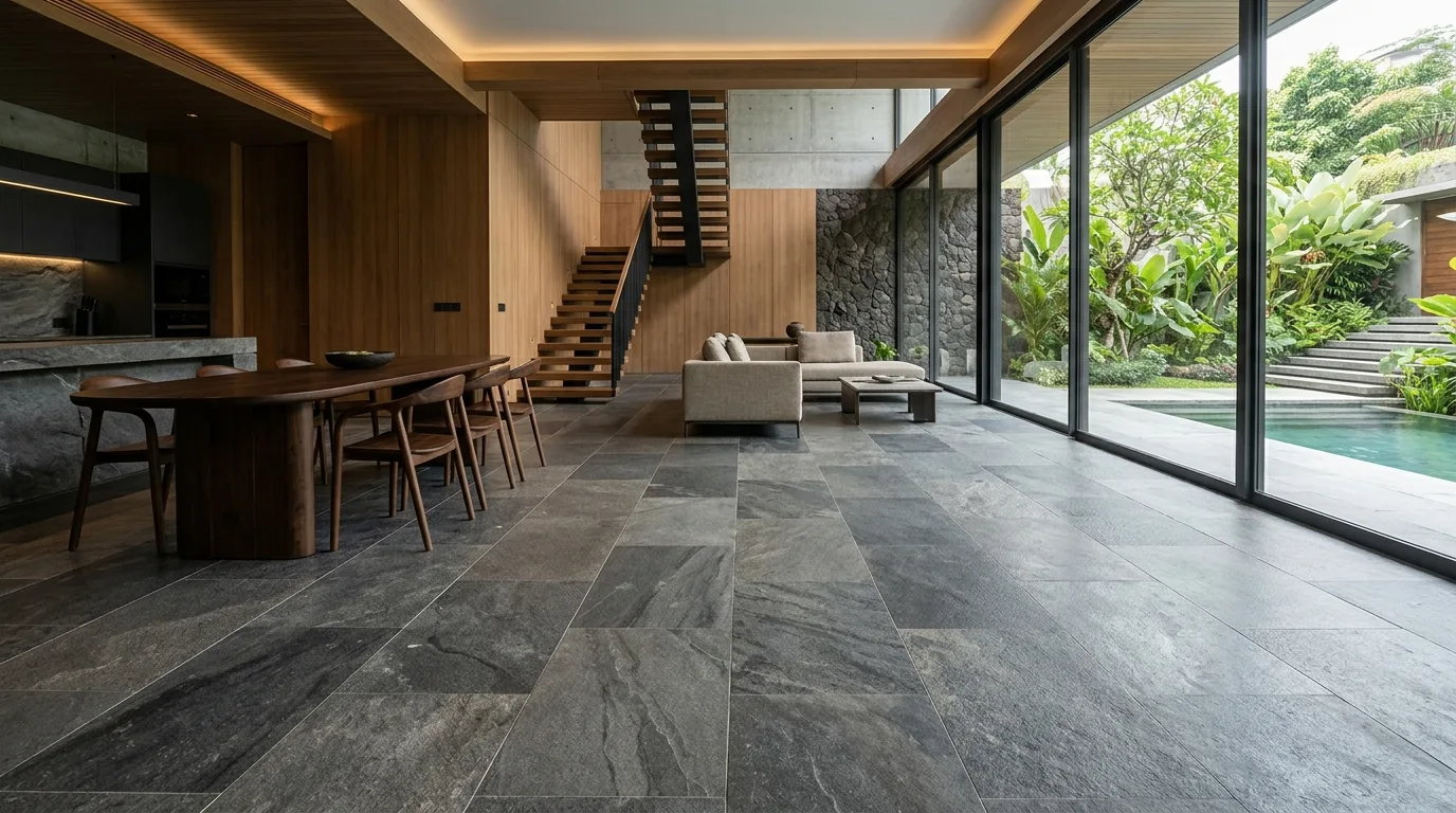 Natural stone interior flooring material