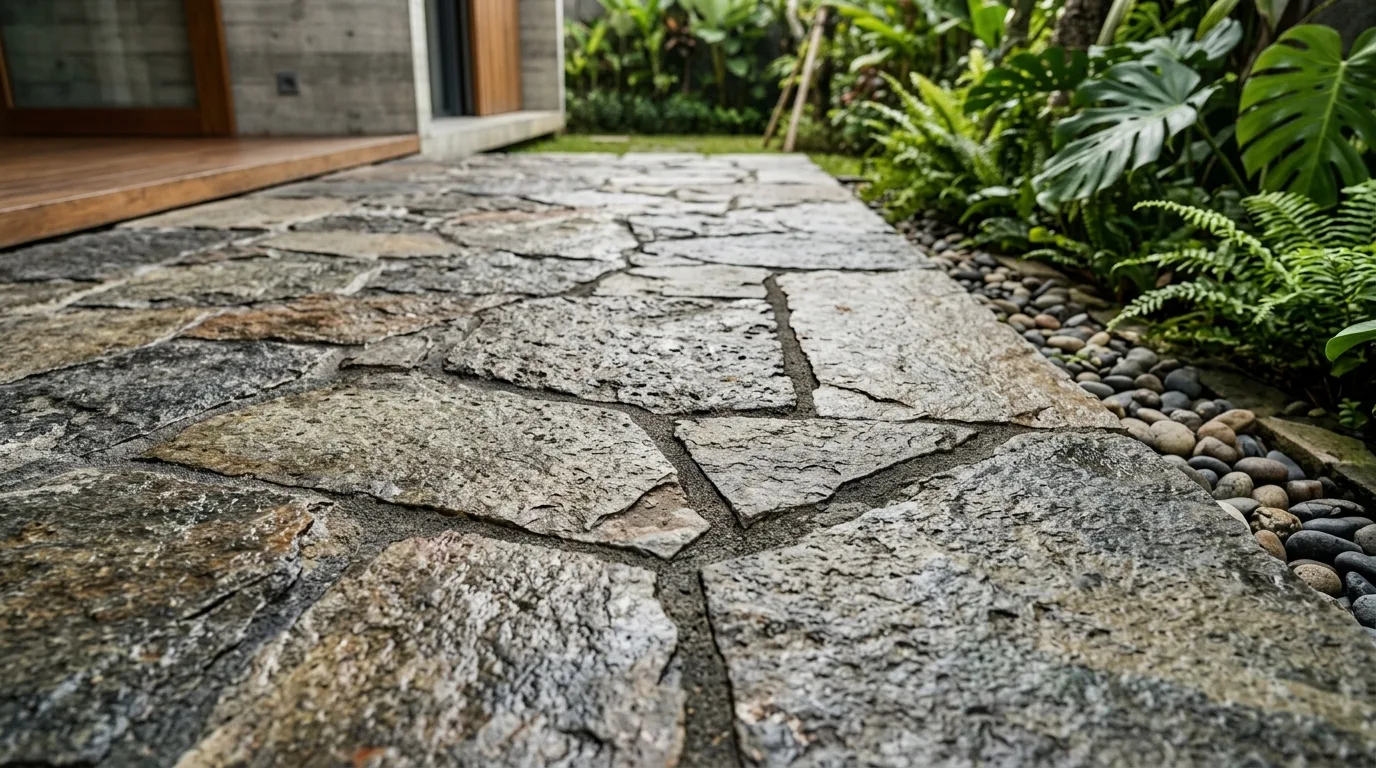 Natural stone patio design detail