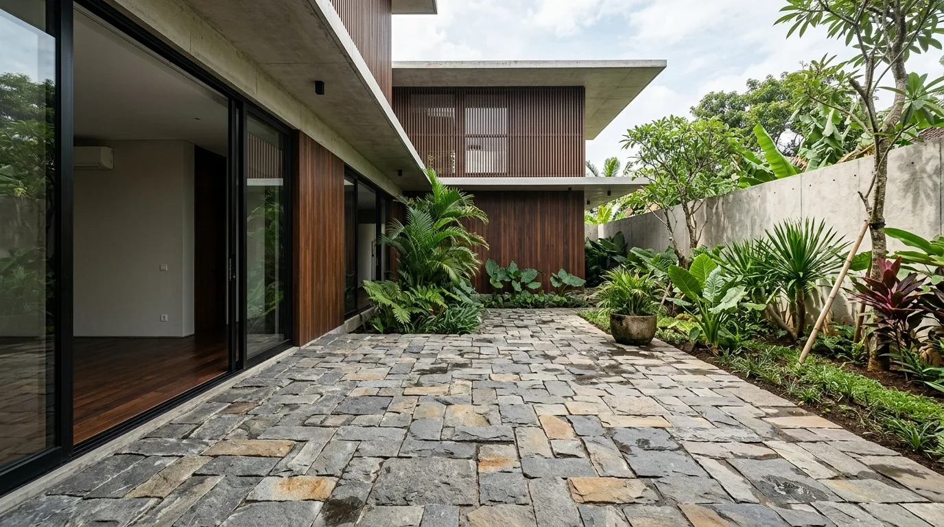 Natural stone patio design material