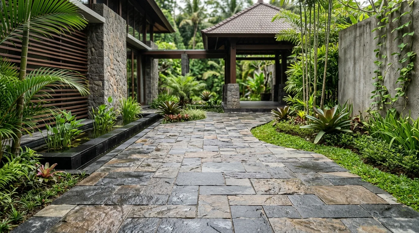Natural stone walkway design material