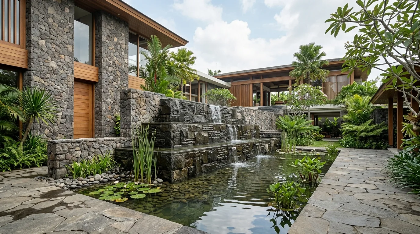 Natural stone water features application