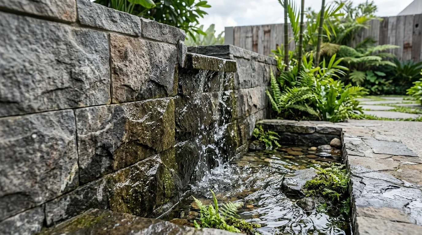 Natural stone water features detail