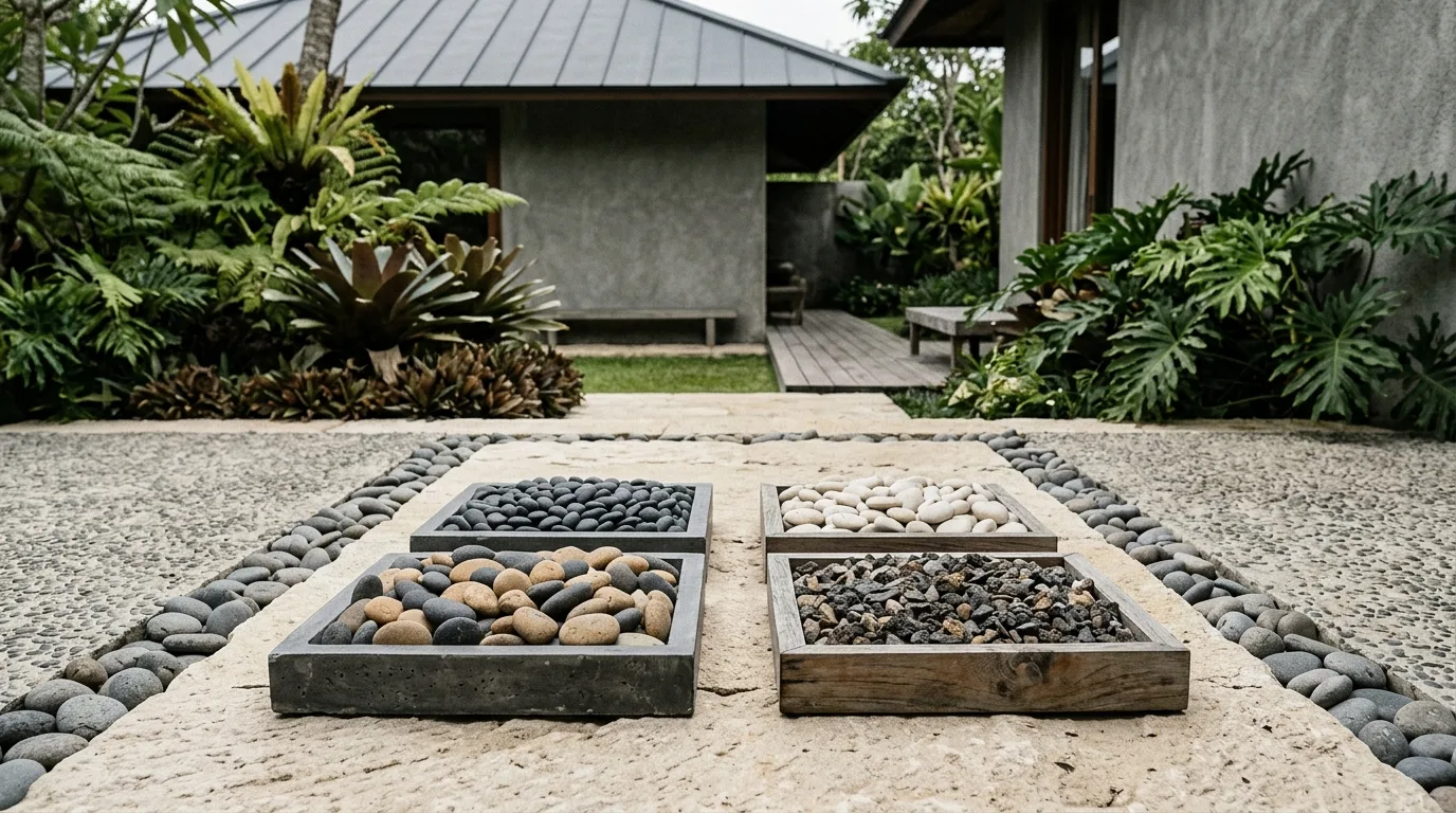 Pebble stone uses material sample
