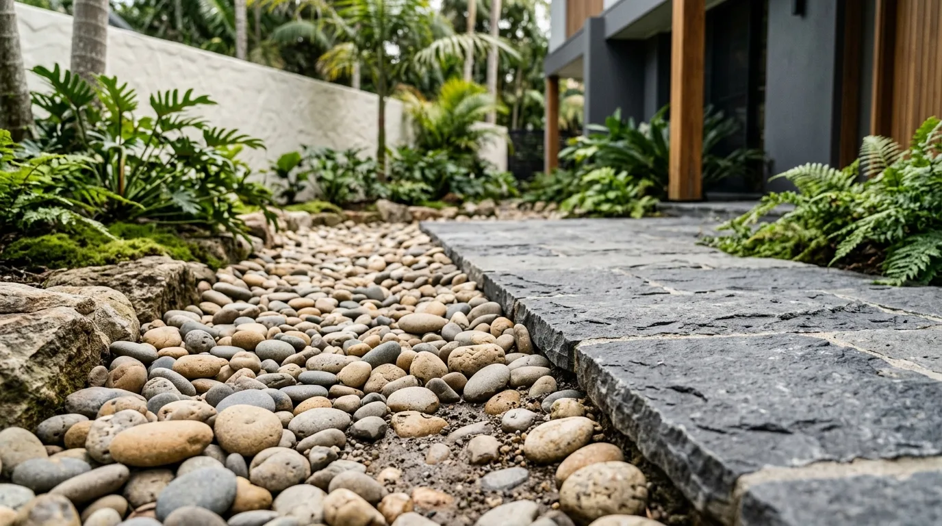 River pebble landscape design application detail