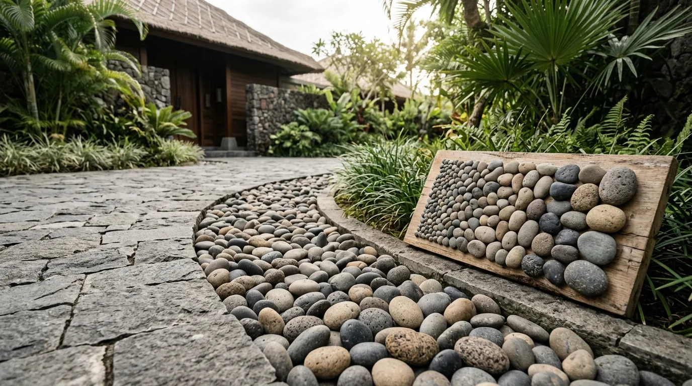 River pebble landscape design material sample