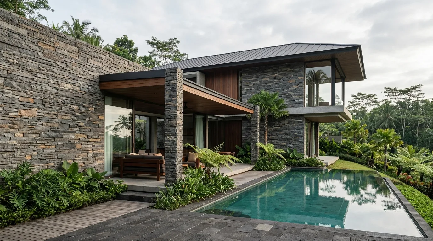 Stacked natural stone design application