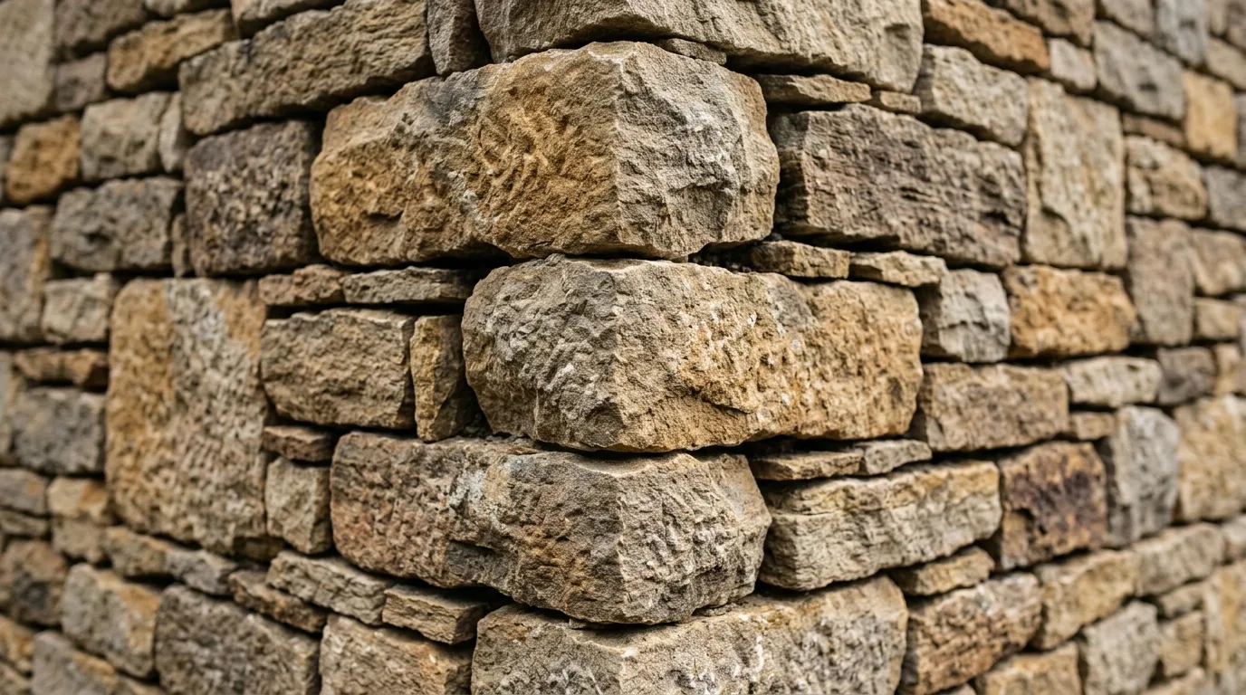 Stacked natural stone design detail
