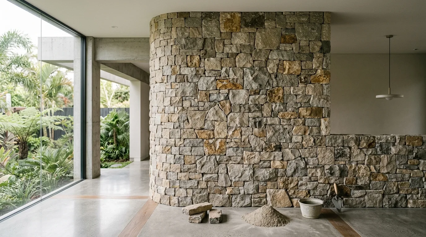 Stacked natural stone design material