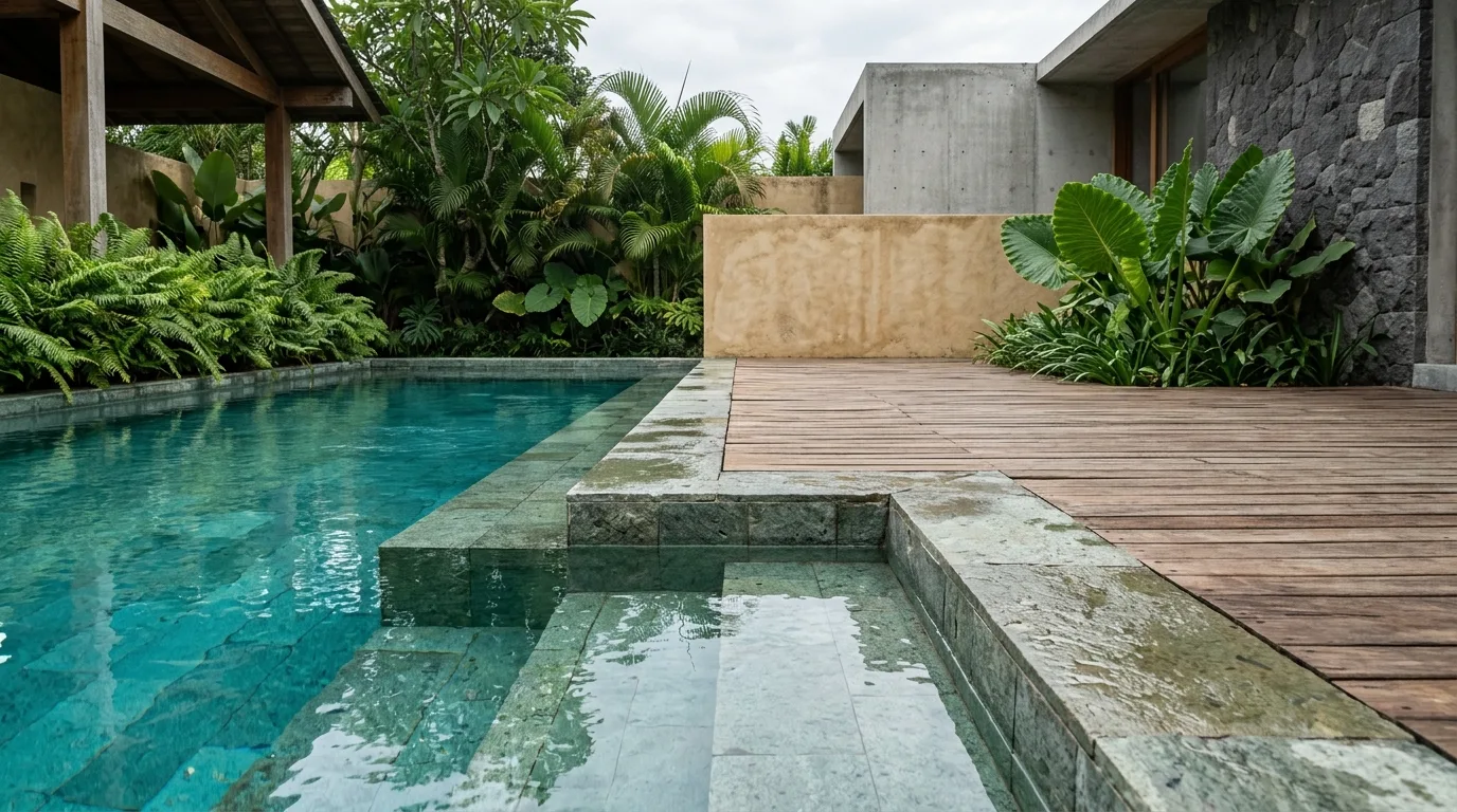 Sukabumi green stone pool design design transition