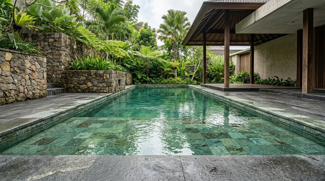Sukabumi stone tropical pool finished project