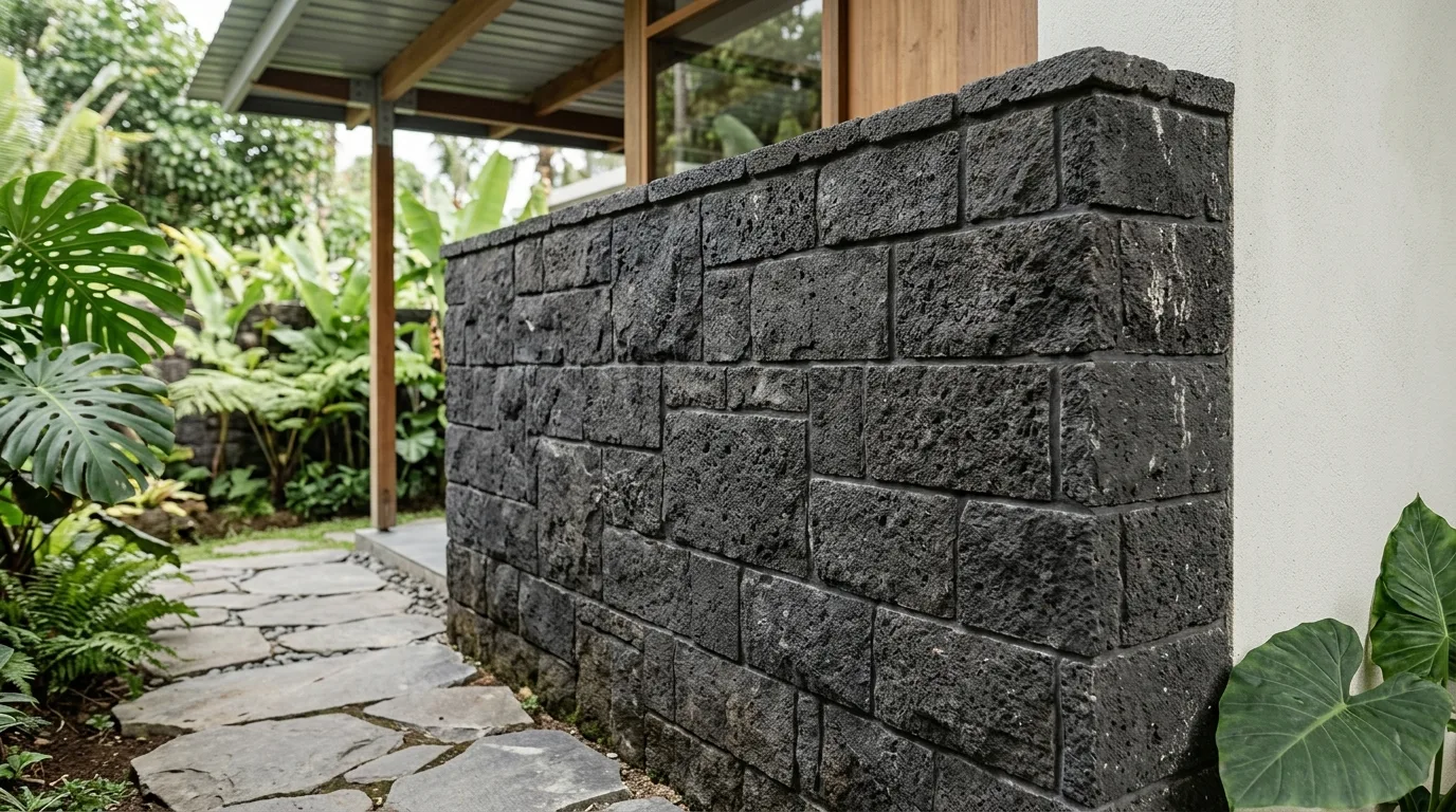 What is black lava stone application detail