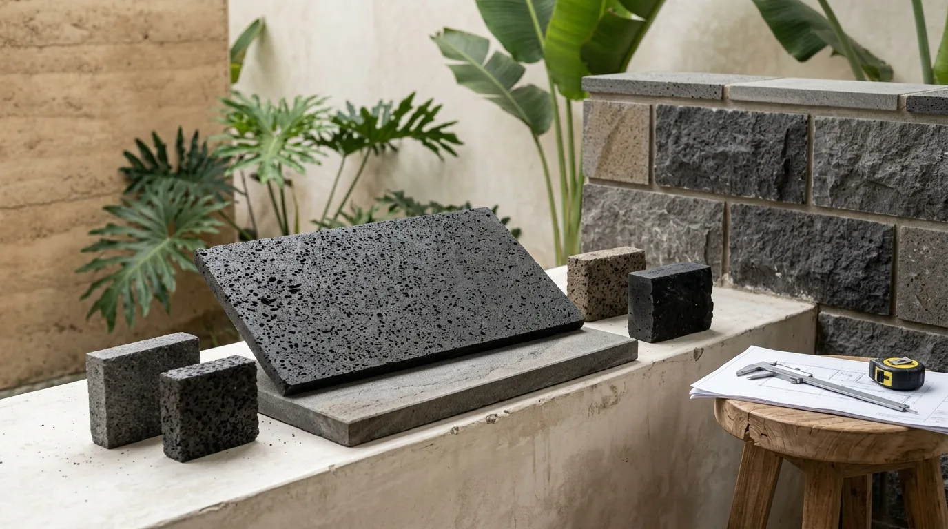What is black lava stone material sample