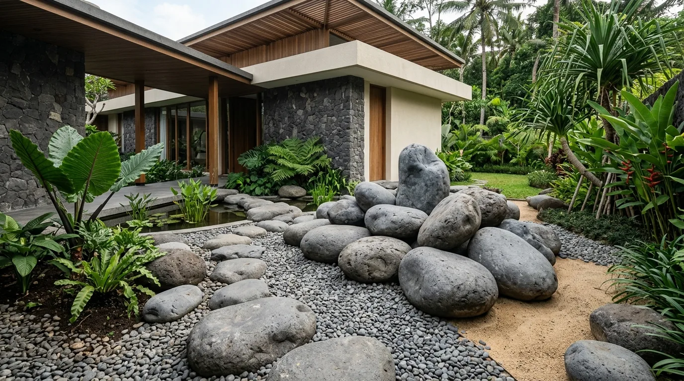 Large pebble landscape features hero