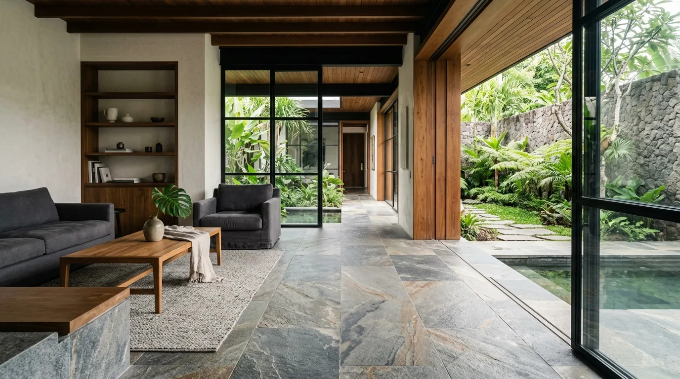 Natural stone interior flooring featured