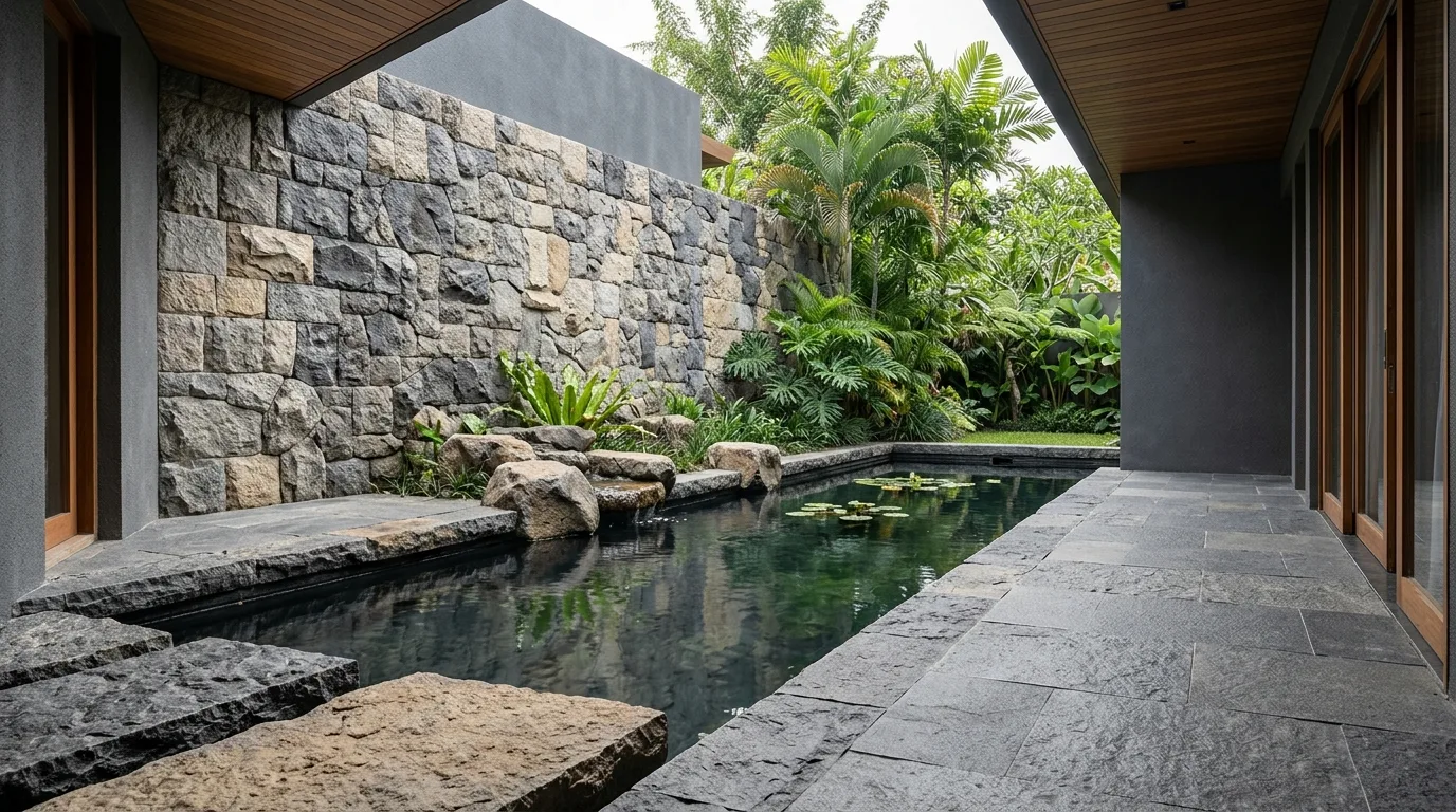 Natural stone water features featured